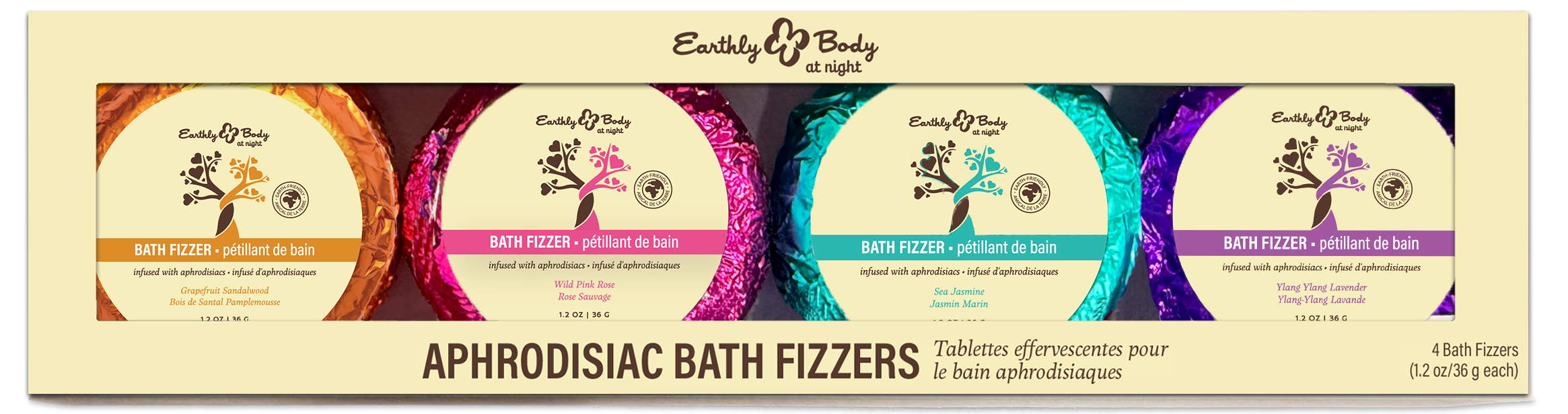 Earthly Body at Night Bath Fizzer Aphrodisiac Collection Set  4pc